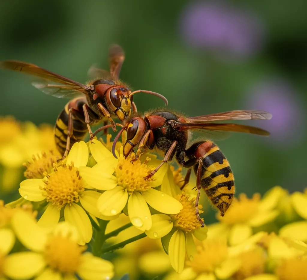 Frelons en train de butiner à Toulon