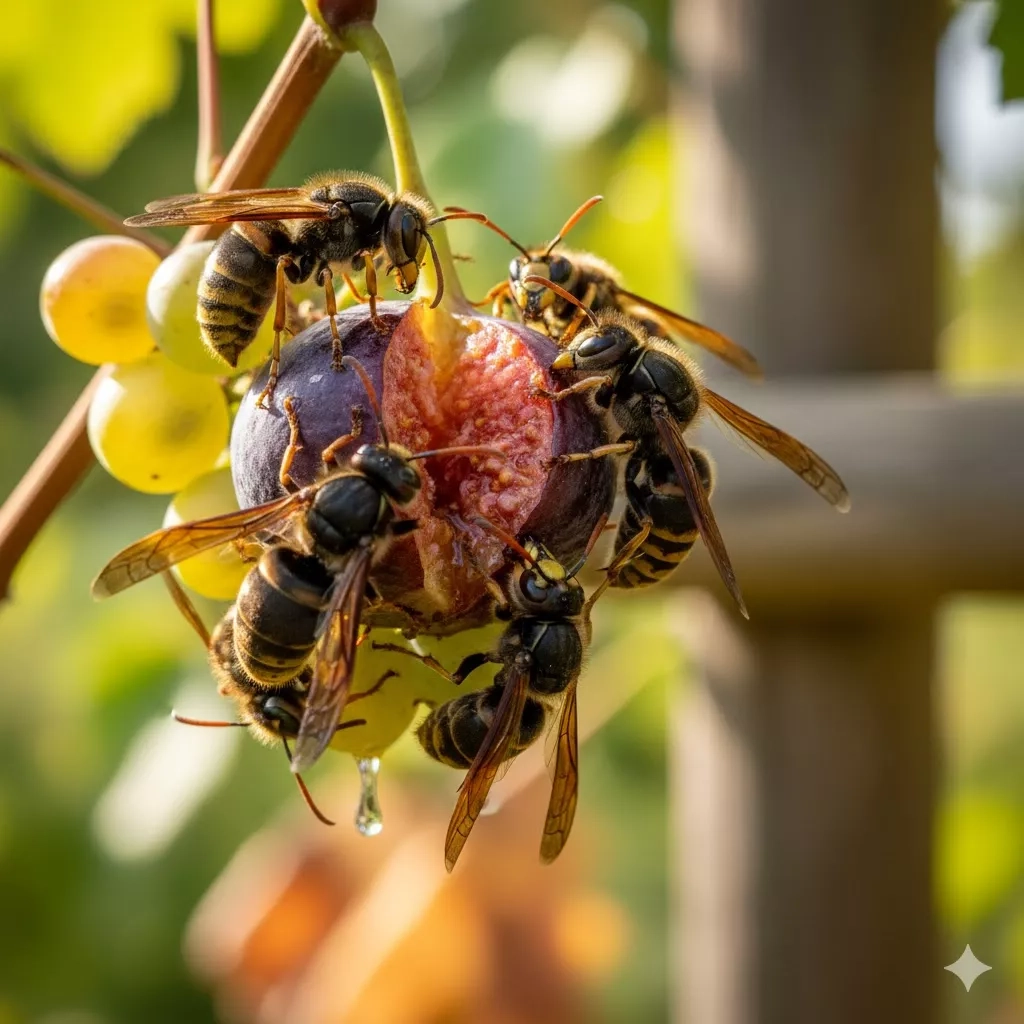 Frelons sur les fleurs nectarifères, comme le lierre