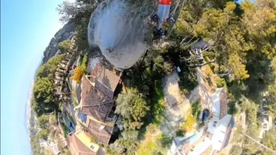 Caméra sur la perche télescopique lors de la coupe d’un nid de chenilles processionnaires du pin par Régul-nuisibles-4D 